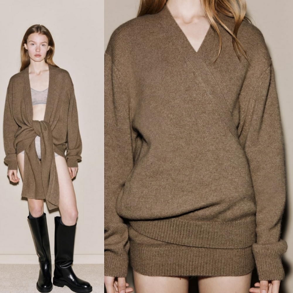 Zara cashmere wrap sweater cardigan Size XS/S new with tag oversized